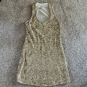 Alice and Olivia gold sequined dress. Excellent condition size Small